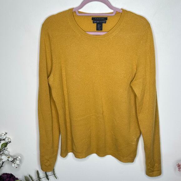 TAHARI Pure Luxe 100% Cashmere Sweater Mustard Yellow {3J18} - Picture 3 of 5